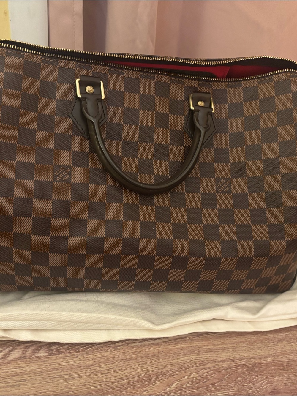 Louis Vuitton Speedy Duffle 35 Brown Canvas Damier Ebene